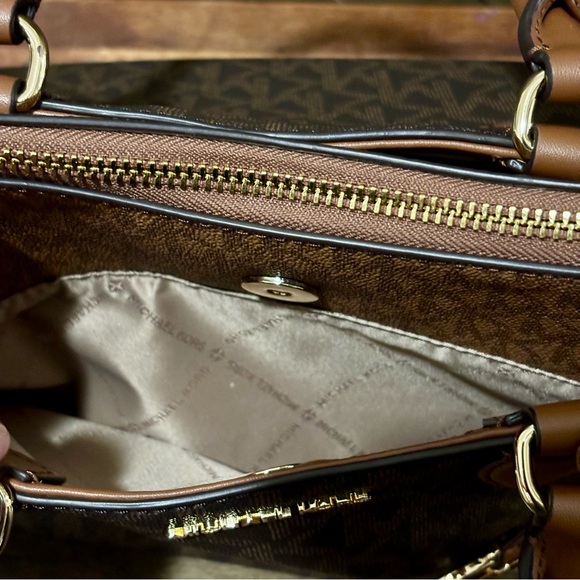 Michael Kors Austen Brown Luggage Medium Satchel Bag - Picture 10 of 14